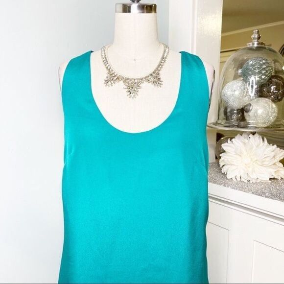 J. Crew Green Satin Shift Tank Dress 2 XS - Picture 3 of 9